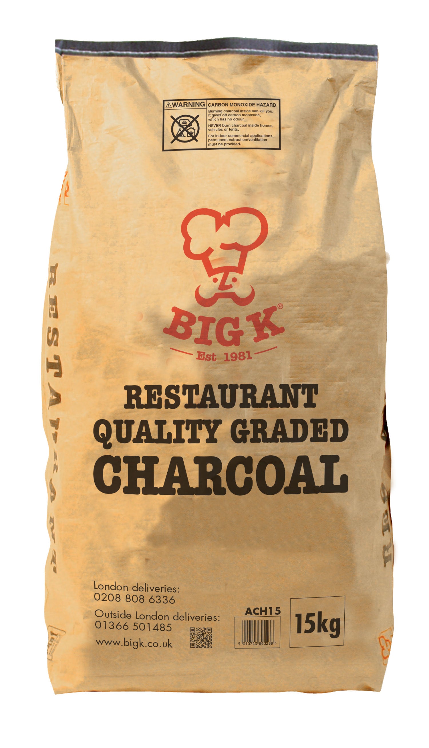 BIG K 15kg Dura Restaurant Grade Lumpwood Charcoal