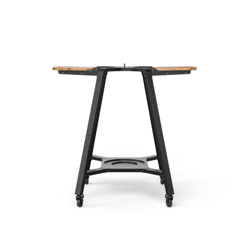 Gozney Arc + Arc XL Stand with wooden side shelves, front view