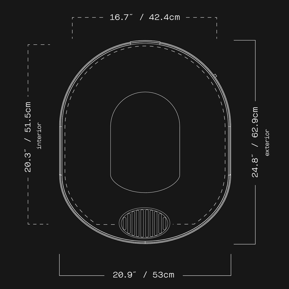 Gozney Arc XL dimensions, top-down view