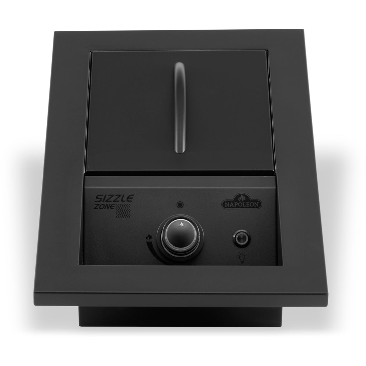 Napoleon 10 inch infrared side burner in matte black with the lid closed