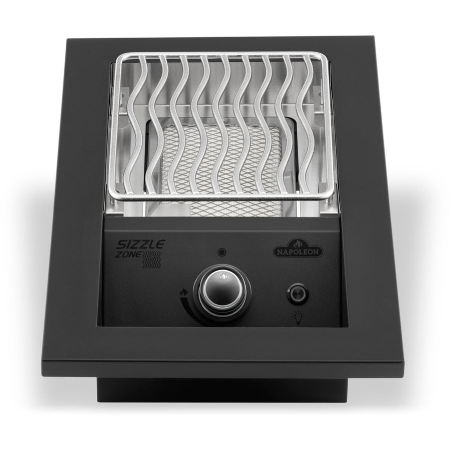 Napoleon drop-in 10 inch infrared side burner in matte black with the grid raised