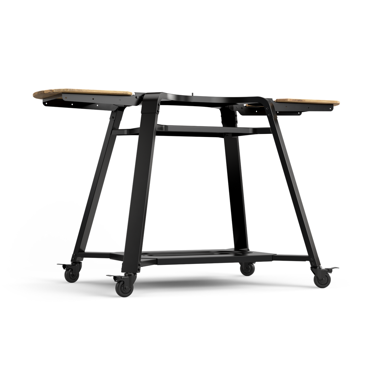 Gozney Dome (Gen 2) Stand with wooden side shelves, angled view