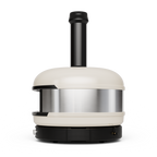 Gozney Dome XL (Gen 2) in Bone, side view showing the stainless steel band and flue