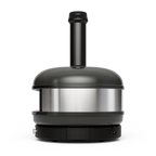 Gozney Dome XL (Gen 2) in Off Black, side view showing the stainless steel band and flue