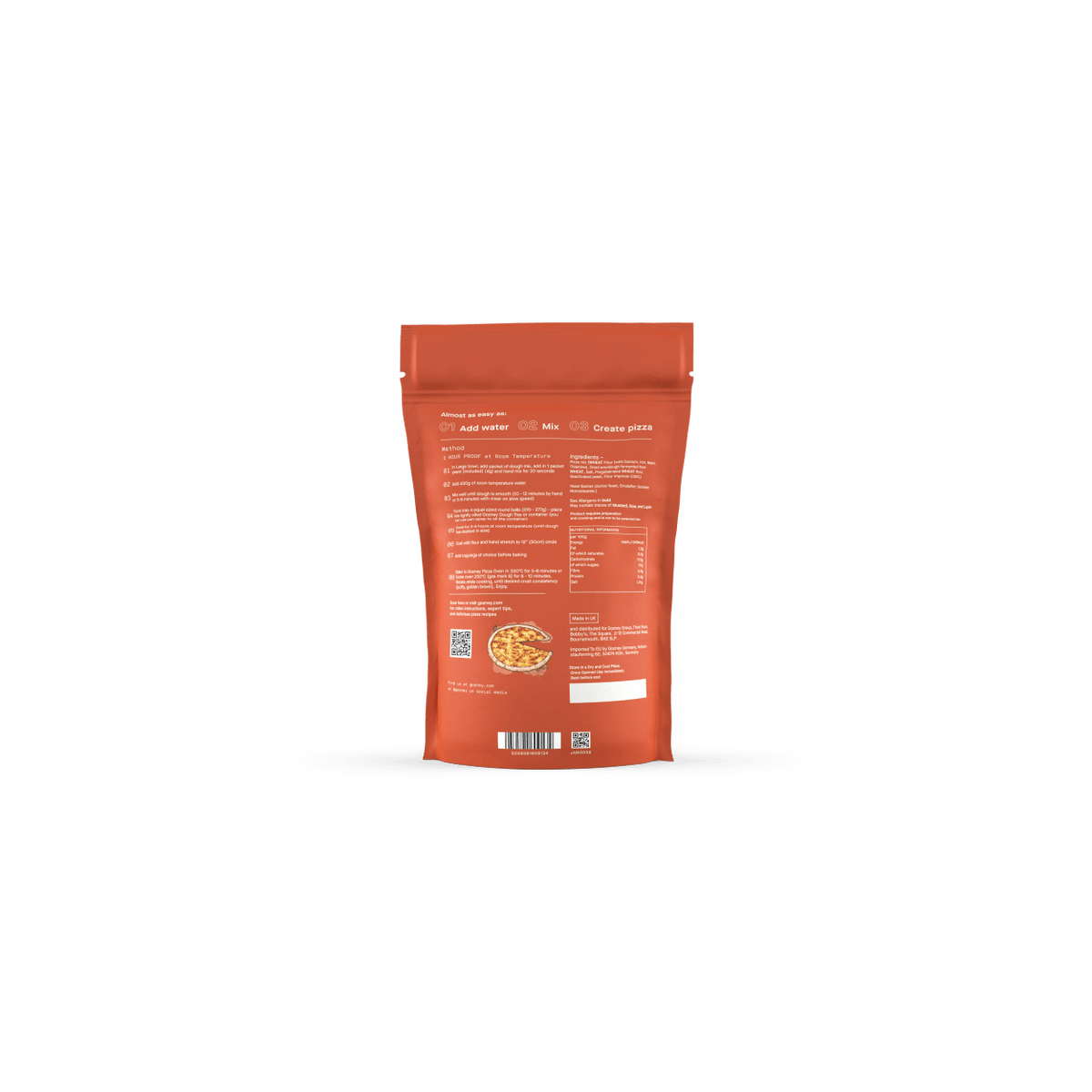 Gozney Classic Pizza Dough Mix, back of pack