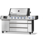 Napoleon Prestige PRO665 Elite Smart gas BBQ in stainless steel, angled view