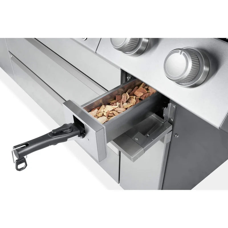 Built-in electric smoker box drawer on the Napoleon Prestige PRO665 Elite Smart