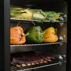 Vegetables and ribs smoking in the Masterbuilt 710 WiFi smoker