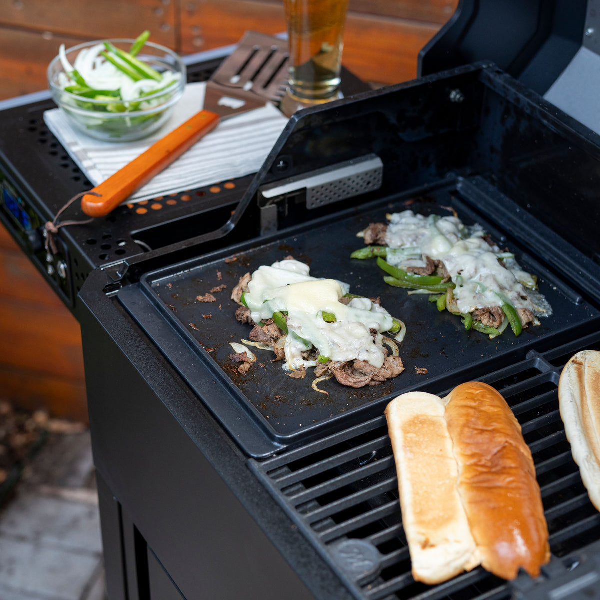 Cooking on the Masterbuilt half-grate griddle insert