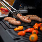 Sausages and peppers on the Masterbuilt half-grate griddle insert
