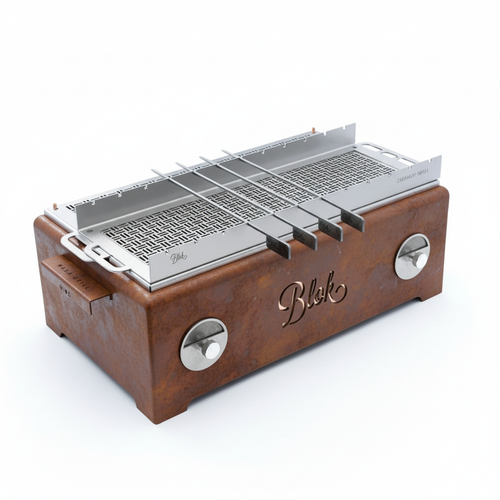 Blok NAKA Wide table grill in corten steel with skewers