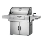 Napoleon Professional 605 charcoal BBQ in stainless steel, angled view