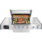 Napoleon Prestige PRO 500 Connected with the lid open, cooking indirectly at 60°C