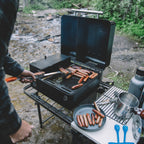 Cooking breakfast on the Traeger Ranger while camping