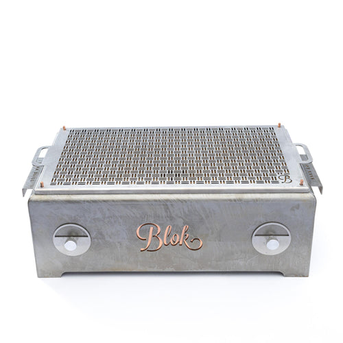 Blok NAKA Wide table grill in patina, front view