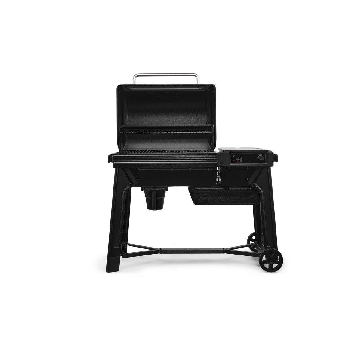 Traeger Woodridge with the lid open, front view