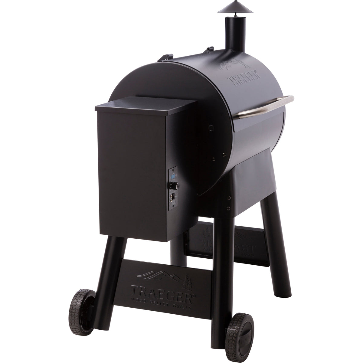 Traeger Pro Series 22 in blue, hopper side view