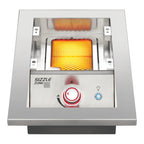 Infrared burner glowing on the Napoleon 10 inch side burner with the grid removed