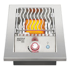 Napoleon 10 inch infrared side burner lit, with the grid in the high position
