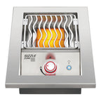 Napoleon 10 inch infrared side burner lit, with the grid in the low position