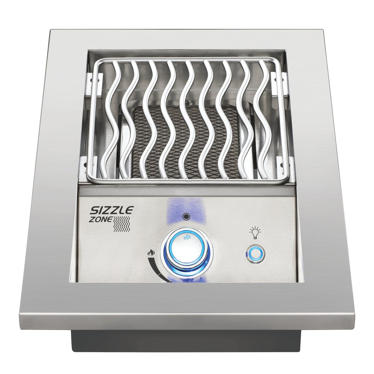 Napoleon 10 inch infrared side burner with the cooking grid in the low position