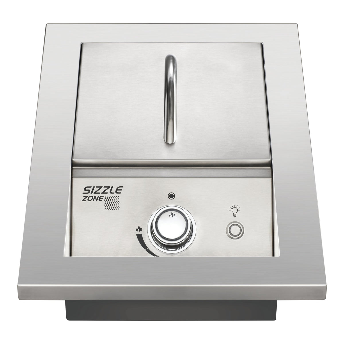Napoleon drop-in 10 inch infrared SIZZLE ZONE side burner in stainless steel with the lid closed