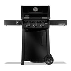 Napoleon Freestyle 365 Gas BBQ in black with cabinet door, front view