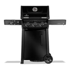 Napoleon Freestyle 365 SIB Gas BBQ in black with infrared side burner, front view