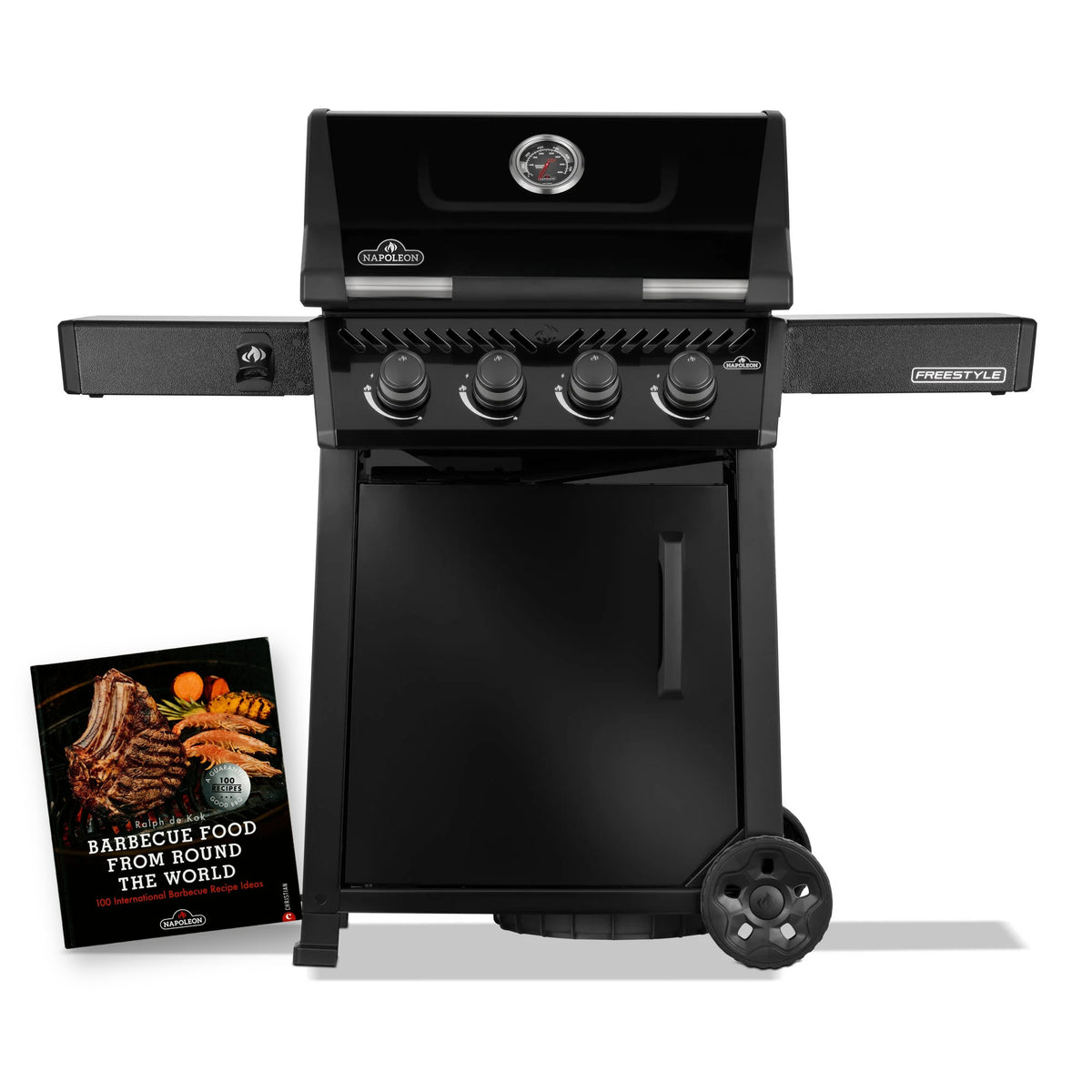 Napoleon Freestyle 425 Black Gas BBQ with free Barbecue Food From Round the World cookbook