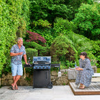 Napoleon Freestyle 425 Gas BBQ in use on a garden terrace