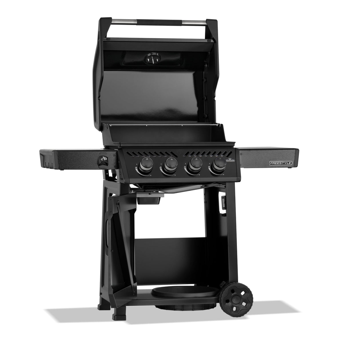 Napoleon Freestyle 425 Gas BBQ with the lid and cabinet door open