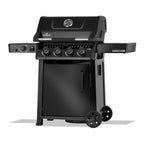 Napoleon Freestyle 425 SIB Gas BBQ, angled view from the left showing the side burner