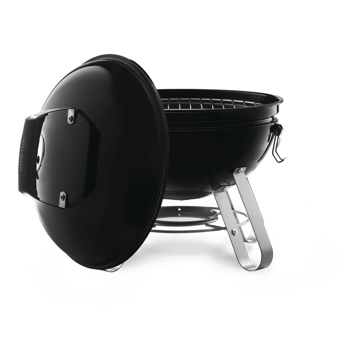 Napoleon NK14 Portable Charcoal Kettle with the lid hung on the side of the bowl
