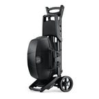 Napoleon Phantom TravelQ PRO285X folded upright on its wheels for storage