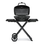 Napoleon Phantom TravelQ PRO285X with the lid open, showing the grids and warming rack