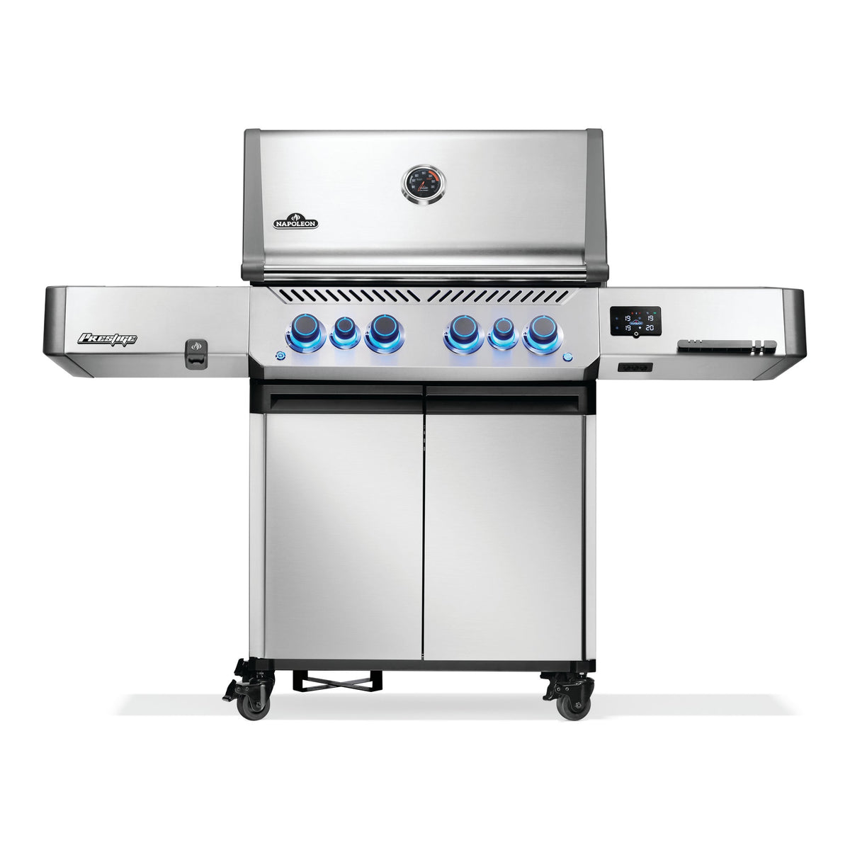 Napoleon Prestige 500 Connected Gas BBQ in stainless steel, front view