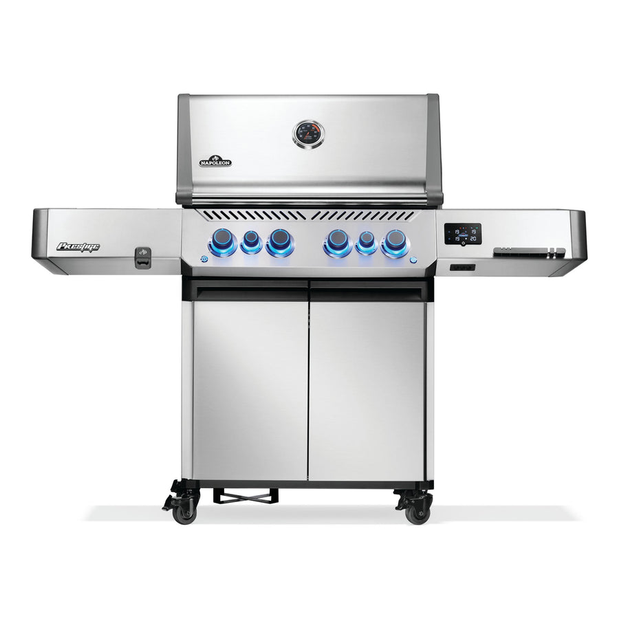 Napoleon Prestige 500 Connected Gas BBQ in stainless steel, front view