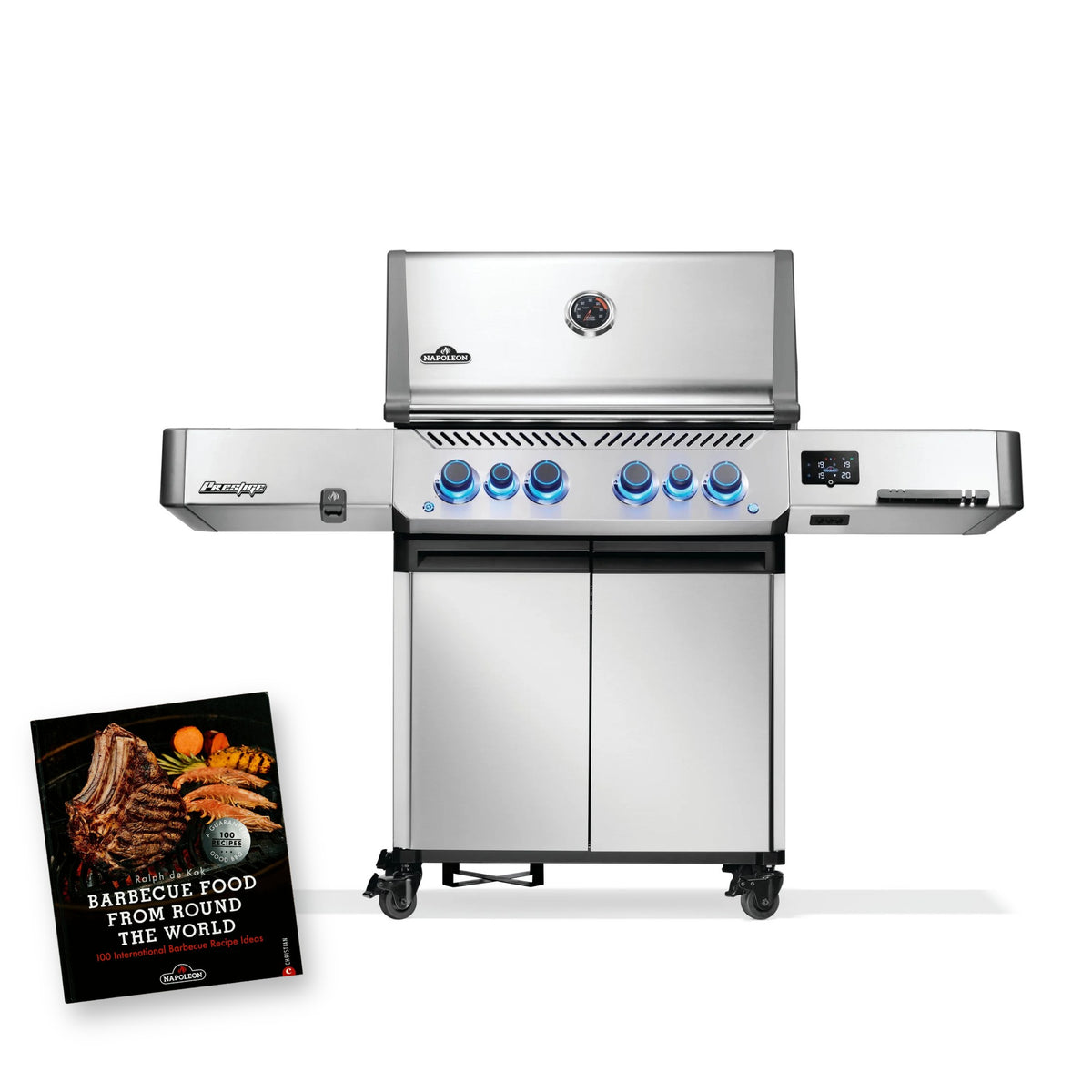 Napoleon Prestige 500 Connected Gas BBQ with free Barbecue Food From Round the World cookbook