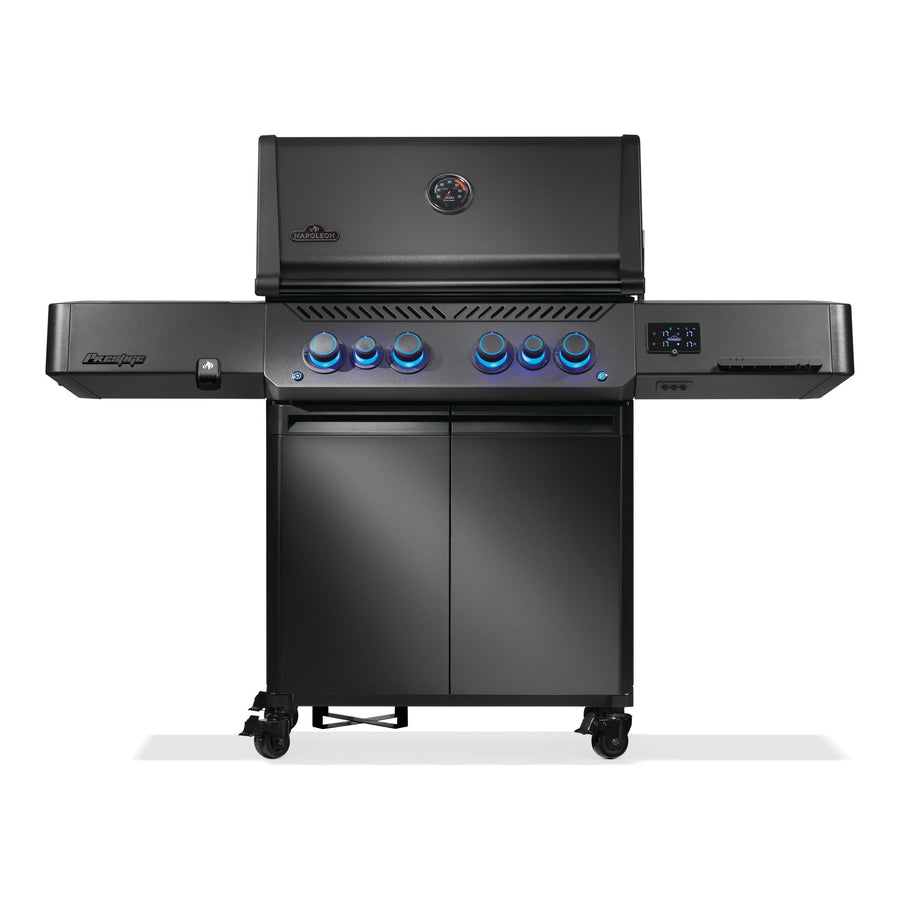Napoleon Prestige 500 Phantom Connected Gas BBQ in matt black, front view