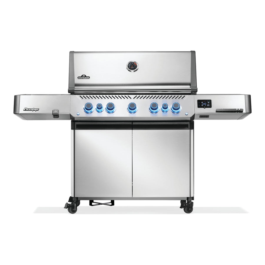 Napoleon Prestige 665 Connected Gas BBQ in stainless steel, front view