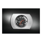 Temperature gauge on the gloss black lid of the Napoleon Rogue gas BBQ