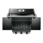 Napoleon Rogue R425 Gas BBQ from above with the lid open, showing the cooking grids