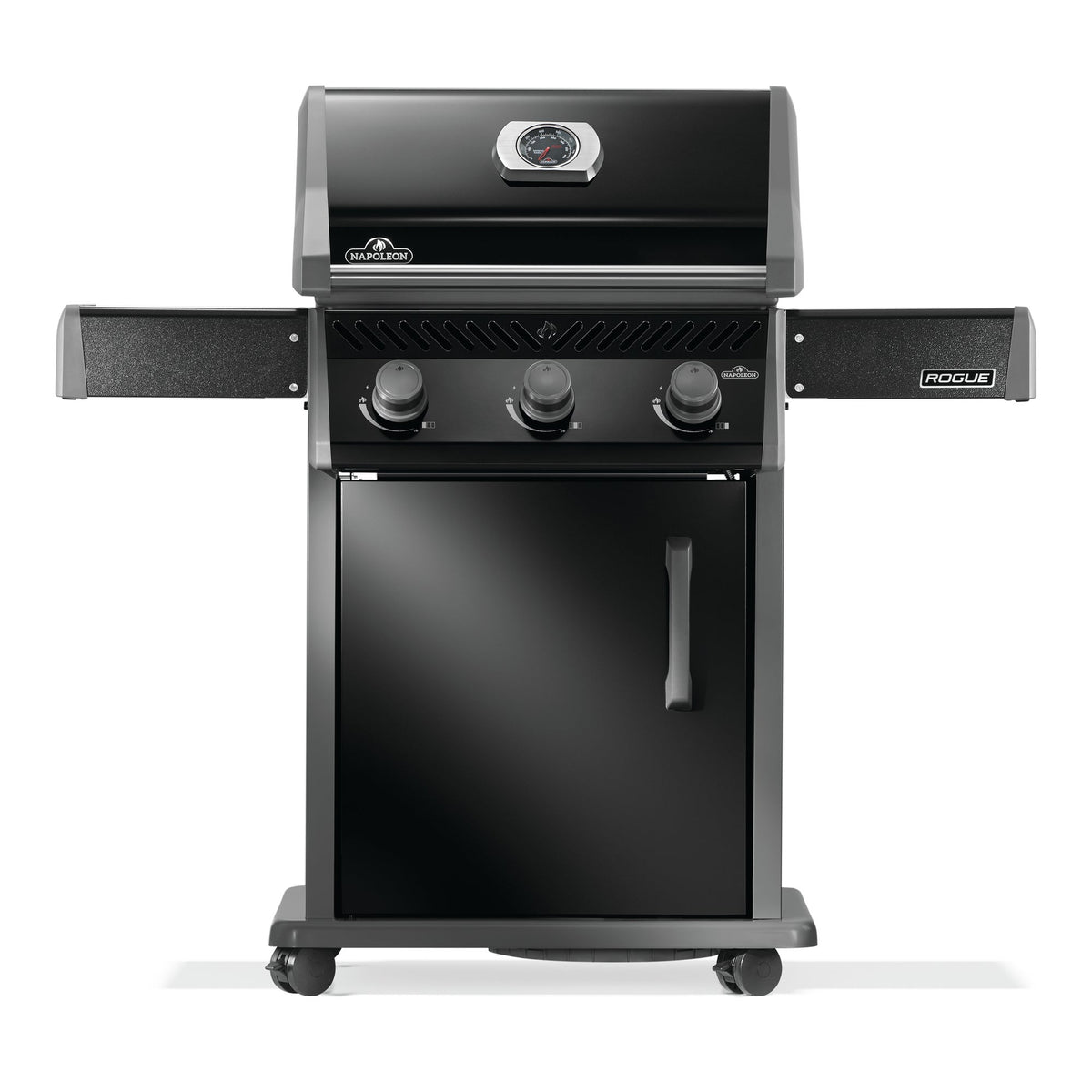 Napoleon Rogue R425 Gas BBQ with black lid, front view