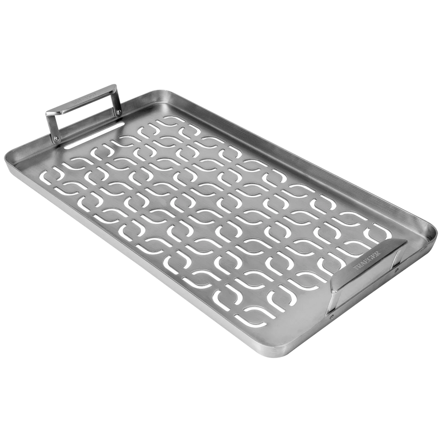 Traeger ModiFIRE fish and veggie grill tray, angled view